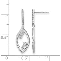 14K White Gold Polished Fancy Dangle Earrings with Round Diamonds - 0.18 Carat Total Diamond Weight by Monteluci Fine Jewelry