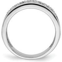 14K White Gold Polished Fancy Diamond Band with Prong-Set Round Diamonds - 0.13 Carat Total Diamond Weight by 0