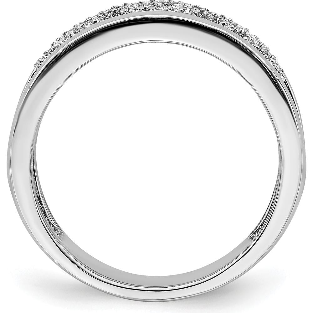 14K White Gold Polished Fancy Diamond Band with Prong-Set Round Diamonds - 0.13 Carat Total Diamond Weight by 0