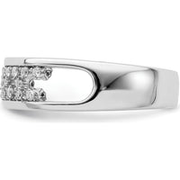 14K White Gold Polished Fancy Diamond Band with Prong-Set Round Diamonds - 0.13 Carat Total Diamond Weight by 0