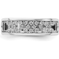 14K White Gold Polished Fancy Diamond Band with Prong-Set Round Diamonds - 0.13 Carat Total Diamond Weight by 0