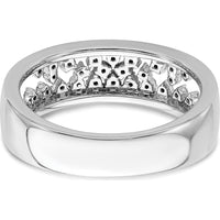 14K White Gold Polished Fancy Diamond Band with Prong-Set Round Diamonds - 0.13 Carat Total Diamond Weight by 0