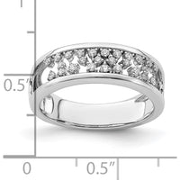 14K White Gold Polished Fancy Diamond Band with Prong-Set Round Diamonds - 0.13 Carat Total Diamond Weight by 0