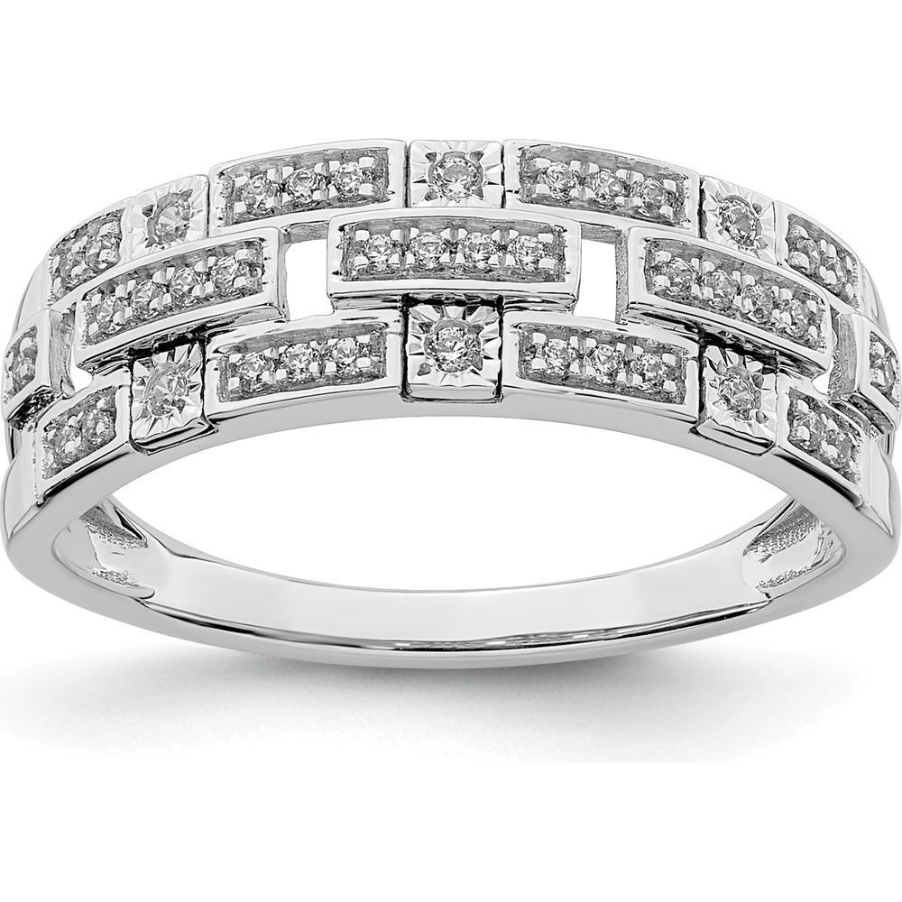 14K White Gold Polished Fancy Diamond Ring with Round Diamonds - 0.20 Carat Total Diamond Weight by 0
