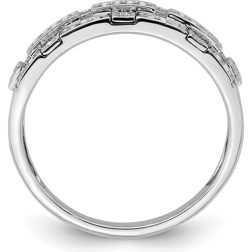 14K White Gold Polished Fancy Diamond Ring with Round Diamonds - 0.20 Carat Total Diamond Weight by 0