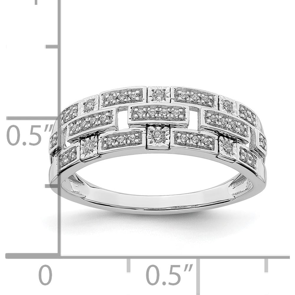14K White Gold Polished Fancy Diamond Ring with Round Diamonds - 0.20 Carat Total Diamond Weight by 0