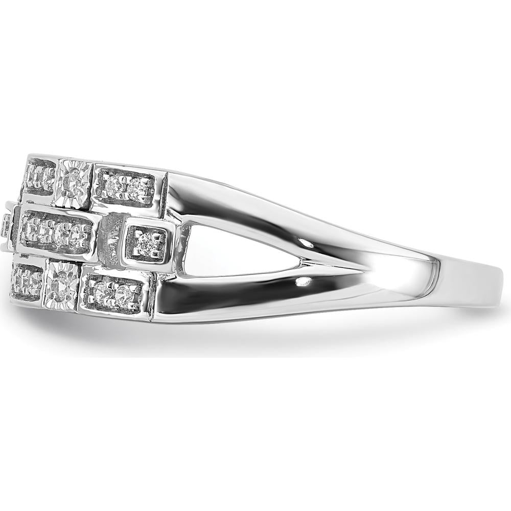 14K White Gold Polished Fancy Diamond Ring with Round Diamonds - 0.20 Carat Total Diamond Weight by 0