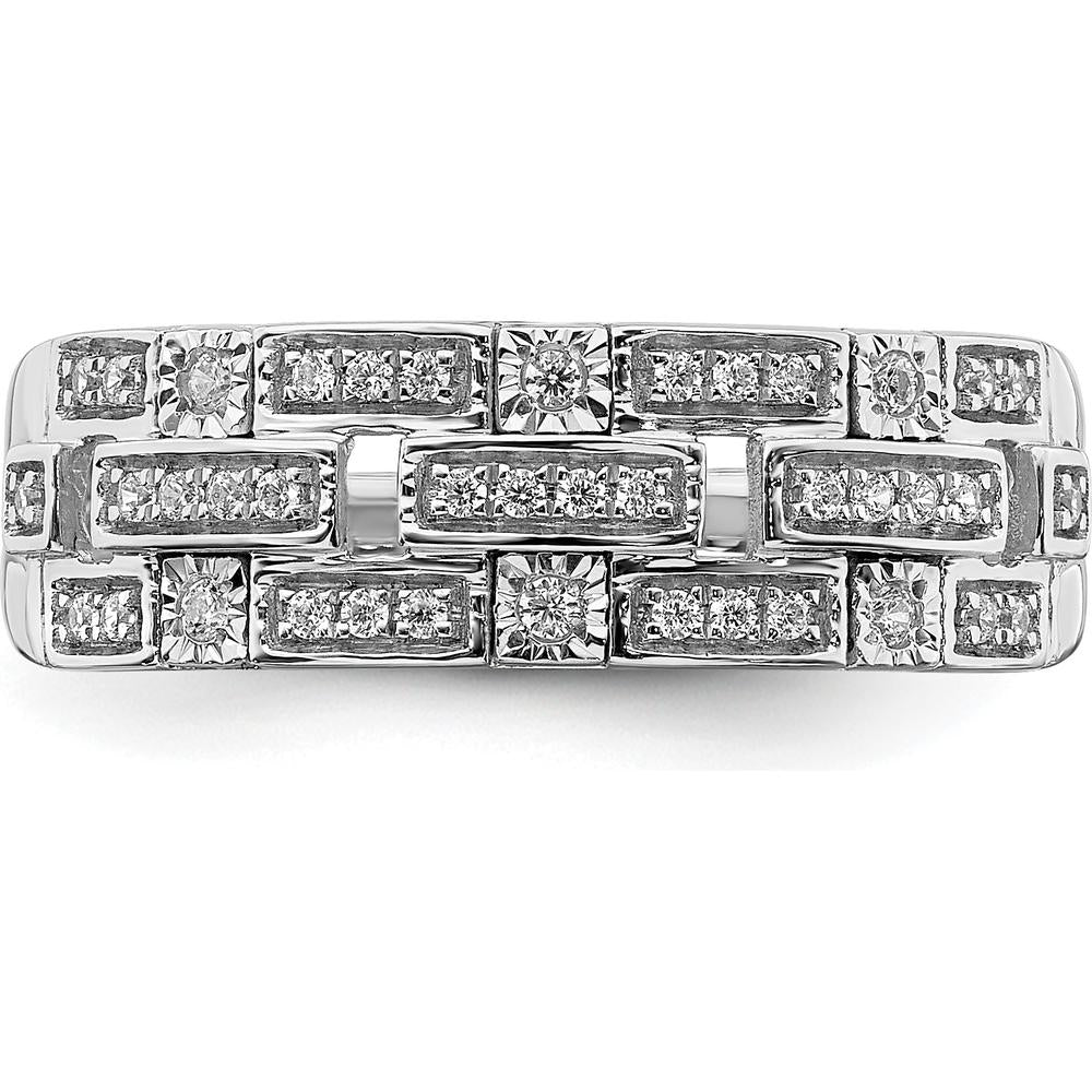 14K White Gold Polished Fancy Diamond Ring with Round Diamonds - 0.20 Carat Total Diamond Weight by 0