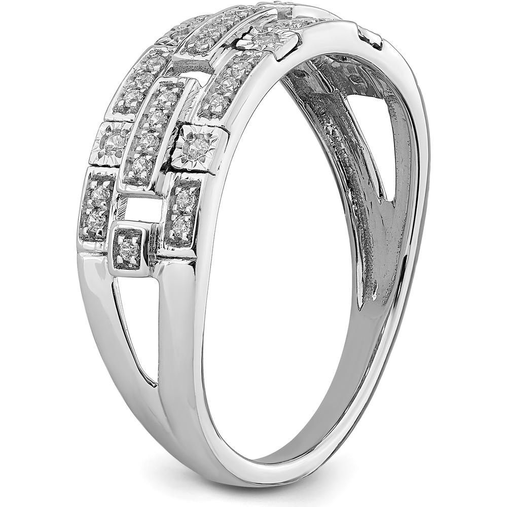 14K White Gold Polished Fancy Diamond Ring with Round Diamonds - 0.20 Carat Total Diamond Weight by 0