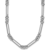 14K White Gold Polished Fancy Figaro Link 17.5" Necklace by 0