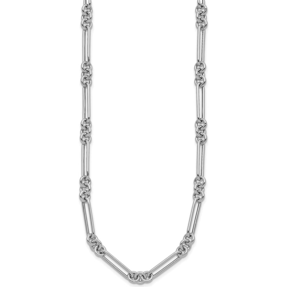 14K White Gold Polished Fancy Figaro Link 17.5" Necklace by 0