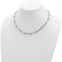 14K White Gold Polished Fancy Figaro Link 17.5" Necklace by 0