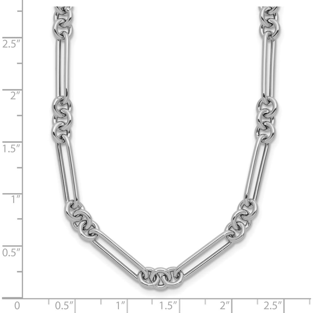 14K White Gold Polished Fancy Figaro Link 17.5" Necklace by 0