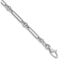 14K White Gold Polished Fancy Figaro Link Bracelet - 7.5" Length by 0
