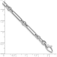 14K White Gold Polished Fancy Figaro Link Bracelet - 7.5" Length by 0