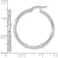 14K White Gold Polished Fancy Hoop Earrings - 28.68mm Length, Rhodium-Plated Finish by 0