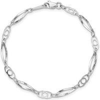 14K White Gold Polished Fancy Link 7" Bracelet with Lobster Clasp by 0