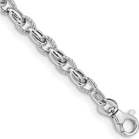 14K White Gold Polished Fancy Link Bracelet with Lobster Clasp - 7.5" Length by 0