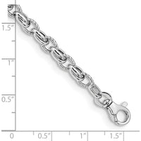 14K White Gold Polished Fancy Link Bracelet with Lobster Clasp - 7.5" Length by 0