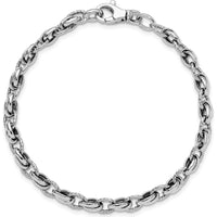 14K White Gold Polished Fancy Link Bracelet with Lobster Clasp - 7.5" Length by 0