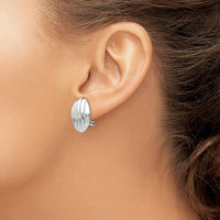 14K White Gold Polished Fancy Omega Back Button Earrings - Timeless Elegance in Rhodium Finish by 0