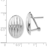 14K White Gold Polished Fancy Omega Back Button Earrings - Timeless Elegance in Rhodium Finish by 0