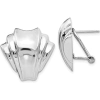 14K White Gold Polished Fancy Omega Back Post Earrings - Classic Button Design by 0