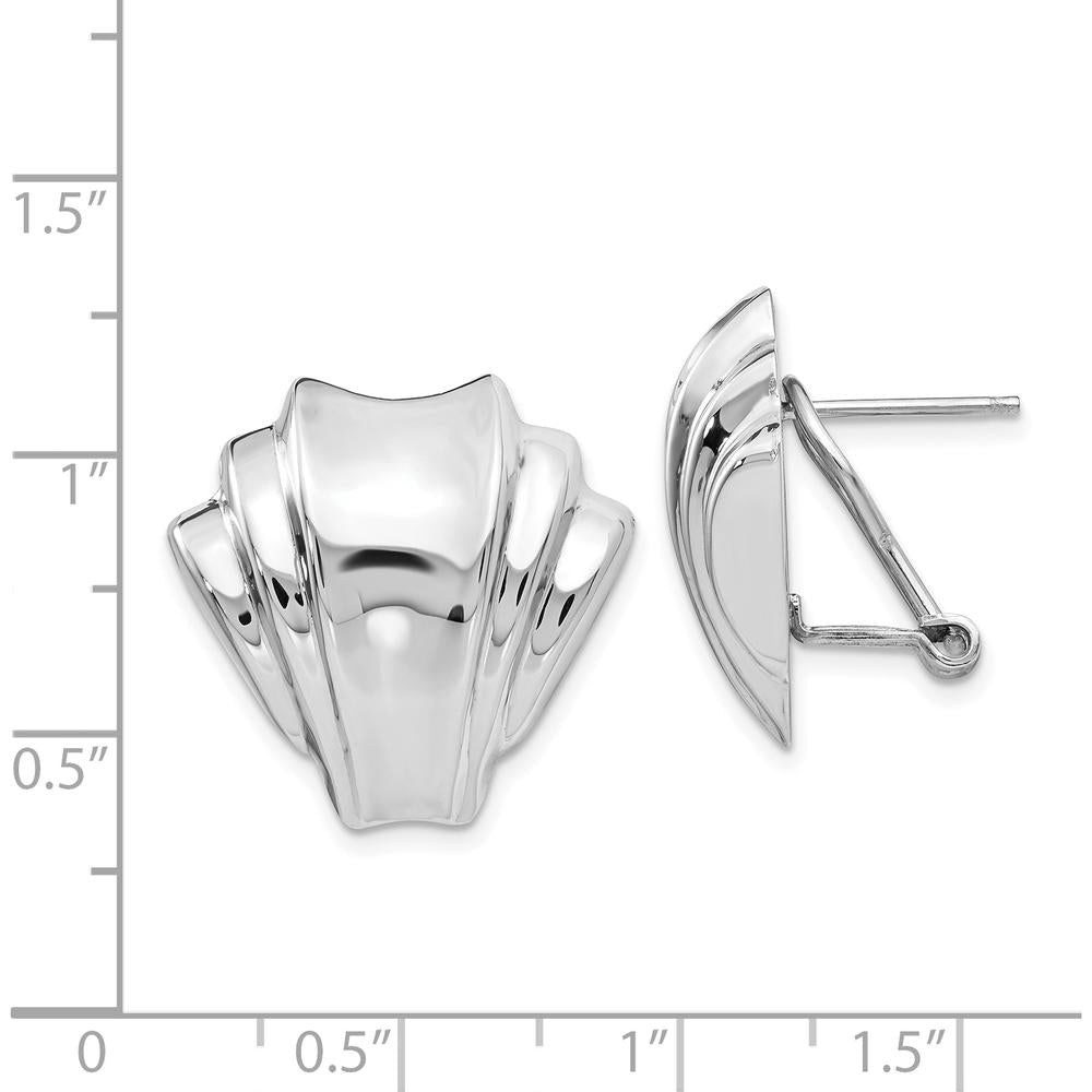 14K White Gold Polished Fancy Omega Back Post Earrings - Classic Button Design by 0