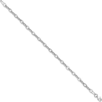 14K White Gold Polished Fancy Oval Link 7.5" Bracelet - Lightweight & Elegant Design by 0