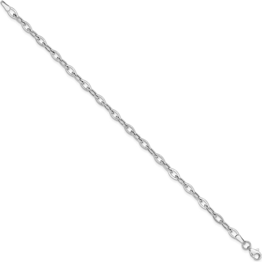 14K White Gold Polished Fancy Oval Link 7.5" Bracelet - Lightweight & Elegant Design by 0