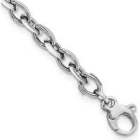 14K White Gold Polished Fancy Oval Link Bracelet - 7.75 inches by Oro Pregiato