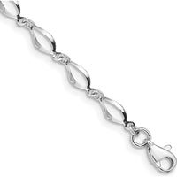 14K White Gold Polished Fancy Twisted Link Bracelet with Lobster Clasp - 7.25" Length by Oro Pregiato