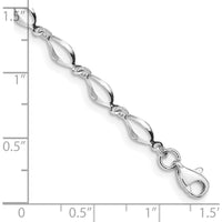 14K White Gold Polished Fancy Twisted Link Bracelet with Lobster Clasp - 7.25" Length by Oro Pregiato
