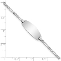 14K White Gold Polished Figaro Link ID Bracelet with Oval Plate Charm - Engravable 5.5" Baby/Child Bracelet by Oro Pregiato