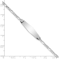 14K White Gold Polished Figaro Link Solid Plate Diamond Shape 8" ID Bracelet by Oro Pregiato