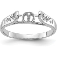 14K White Gold Polished Filigree Ring Mounting with Rhodium Plating - 6mm Center Stone by Oro Pregiato