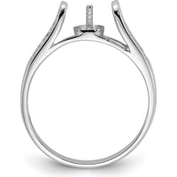 14K White Gold Polished Filigree Ring Mounting with Rhodium Plating - 6mm Center Stone by Oro Pregiato