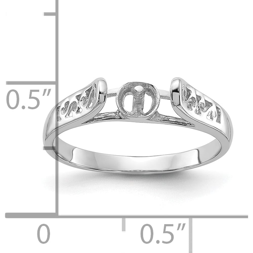 14K White Gold Polished Filigree Ring Mounting with Rhodium Plating - 6mm Center Stone by Oro Pregiato
