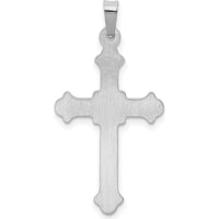 14K White Gold Polished Fleur de Lis Cross Pendant - Elegant Faith Symbol by Oro Pregiato