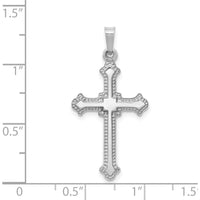 14K White Gold Polished Fleur de Lis Cross Pendant - Elegant Faith Symbol by Oro Pregiato