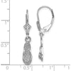 14K White Gold Polished Flip Flop Leverback Drop Earrings with Rhodium Finish by 0