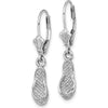 14K White Gold Polished Flip Flop Leverback Drop Earrings with Rhodium Finish by 0