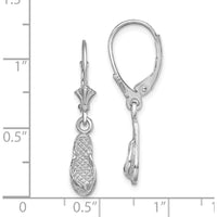 14K White Gold Polished Flip Flop Leverback Drop Earrings with Rhodium Finish by 0