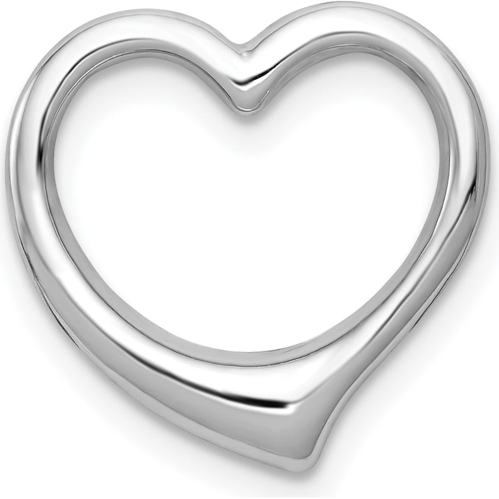 14K White Gold Polished Floating Heart Pendant Charm with 3D Design by Oro Pregiato