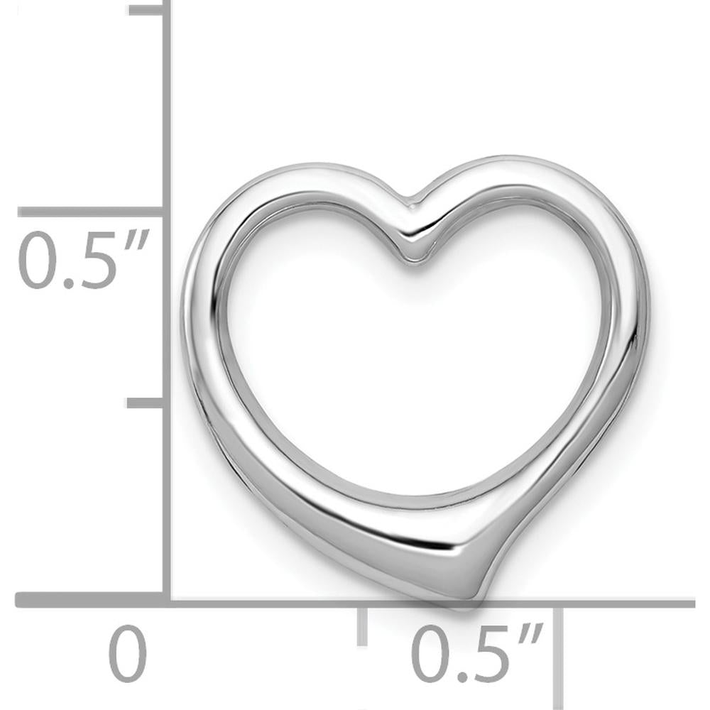 14K White Gold Polished Floating Heart Pendant Charm with 3D Design by Oro Pregiato