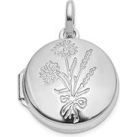 14K White Gold Polished Floral Reversible Locket - Holds 2-13.25mm Round Photos by Oro Pregiato