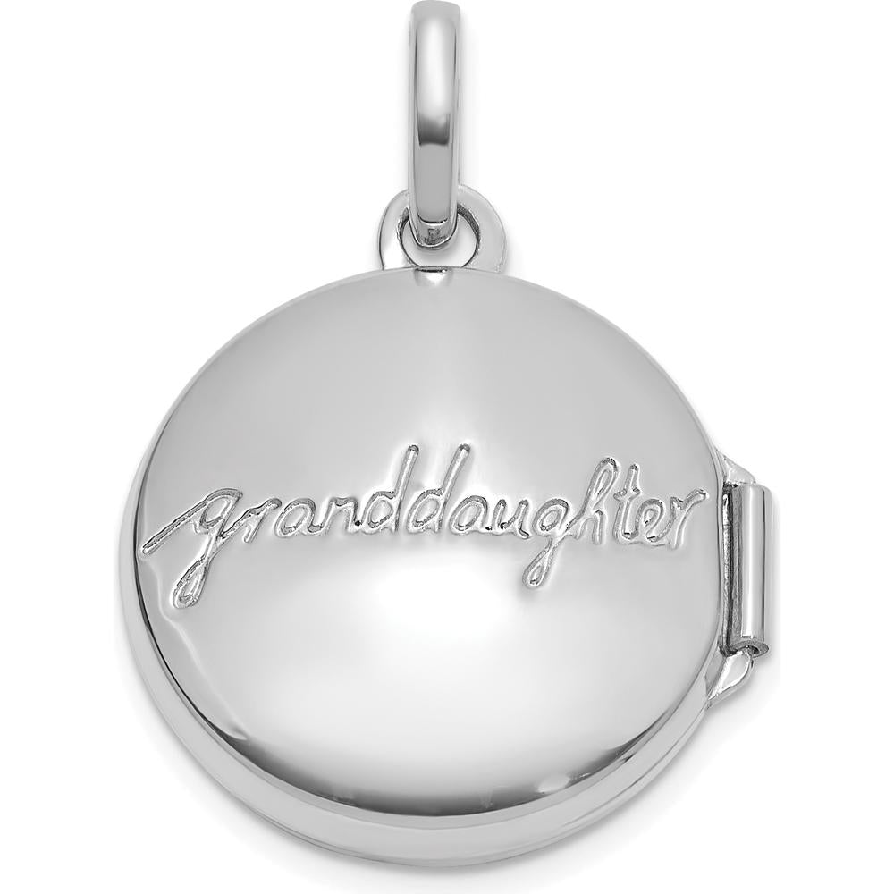 14K White Gold Polished Floral Reversible Locket - Holds 2-13.25mm Round Photos by Oro Pregiato