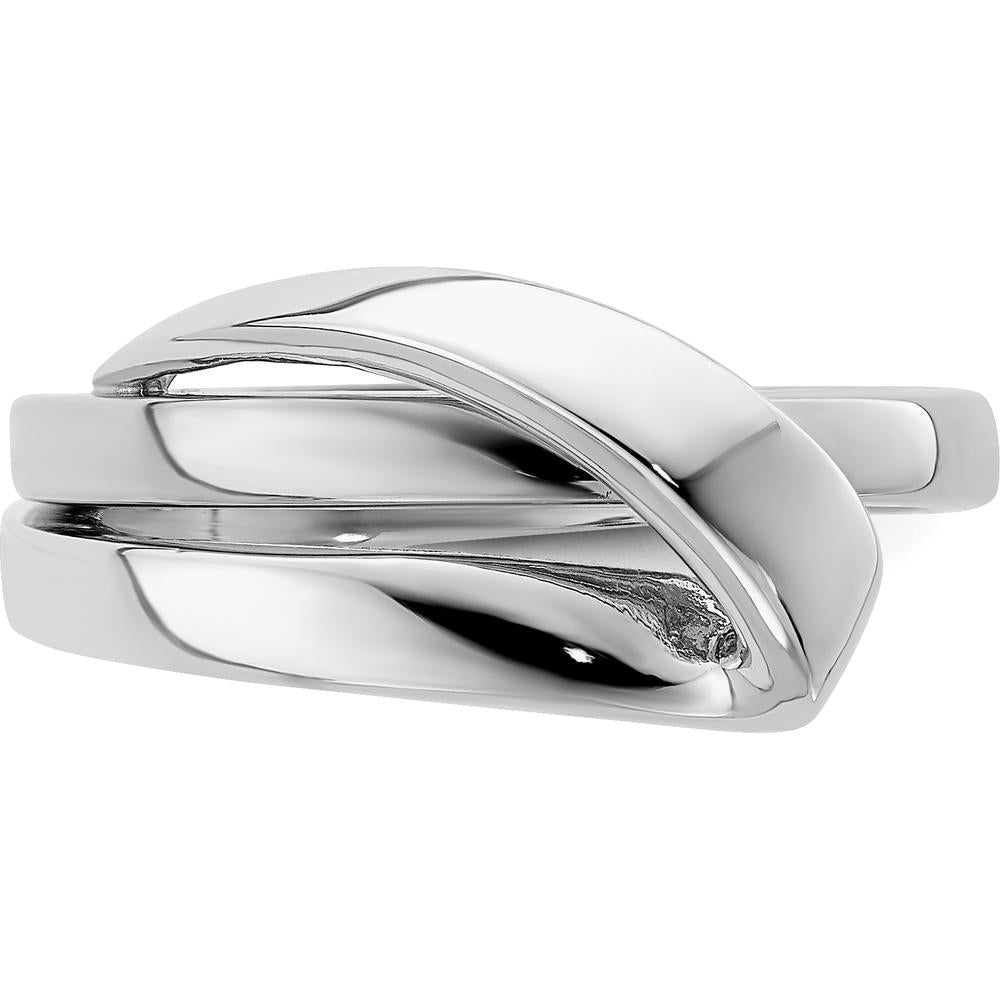 14K White Gold Polished Folded Design Domed Fashion Band by 0