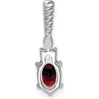 14K White Gold Polished Garnet and Diamond Pendant with Twisted Bail - Natural Garnet and Diamond Stones by Oro Pregiato