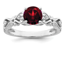 14K White Gold Polished Garnet and Diamond Ring with Round Garnet - 1.33 Carat Total Garnet Weight, 0.02 Carat Total Diamond Weight by 0